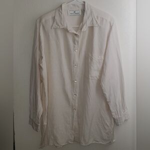 MAGGIE LAWRENCE VTG Linen Blend Button Up Long Sleeve Large